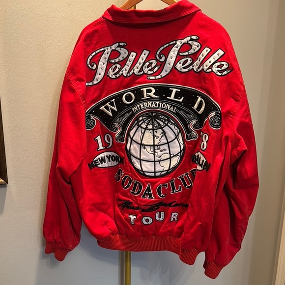 Pelle Pelle sold a club Red Jacket with Embroidered Design EUC 4XL - Picture 1 of 15
